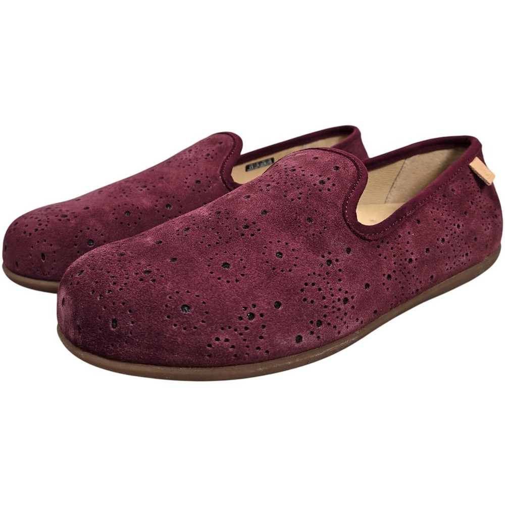 Spenco Women Suede Perforated Ballet Flats Slip On Shoes Mahogany Size 9